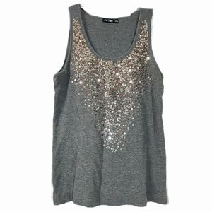 Gold Sequin Gray  Scoopneck Tanktop